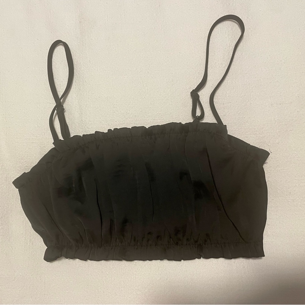 Glassons cropped black satin top - Size 2